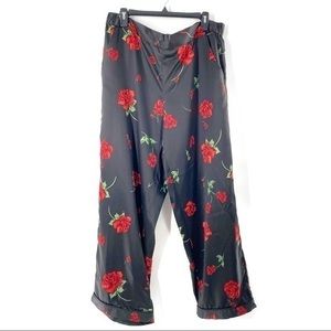 INC Women’s Satin Black Floral Pajama sleep pant-XXL